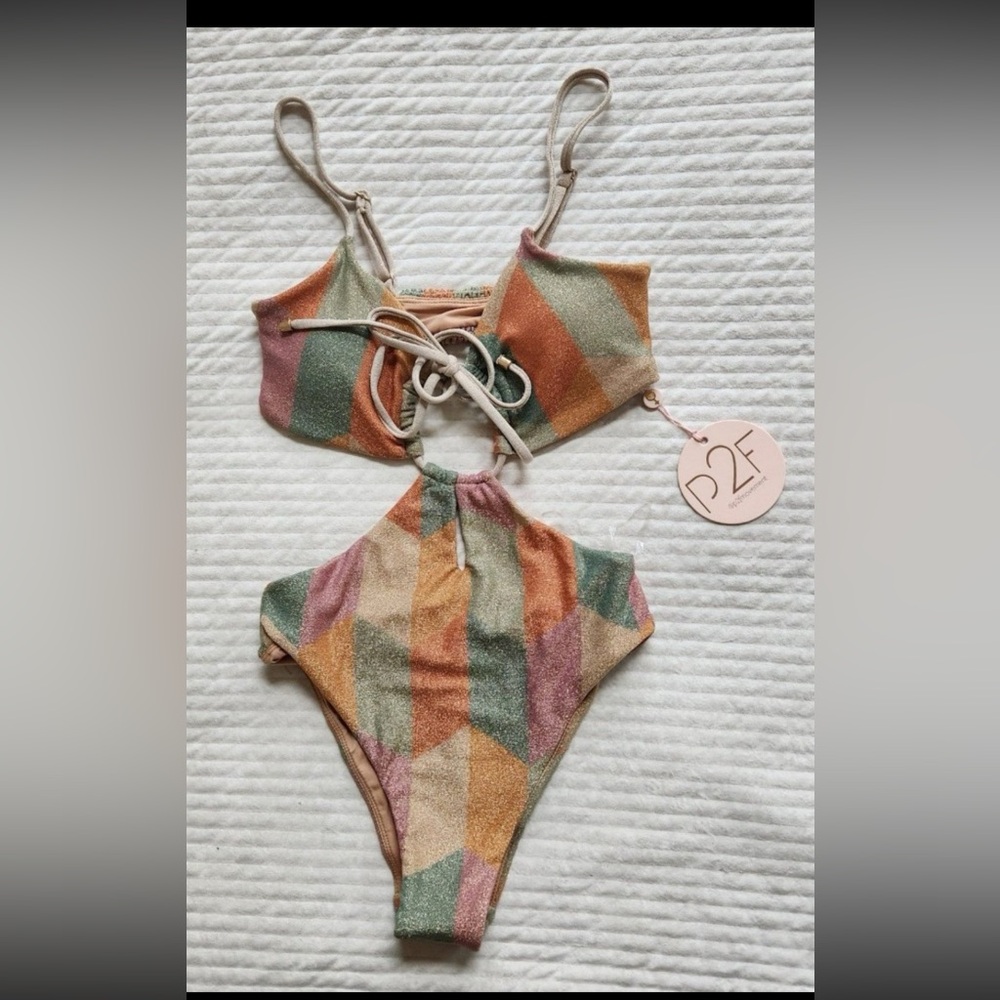 NWT Power 2 The Flower One-piece glitter swimsuit size S